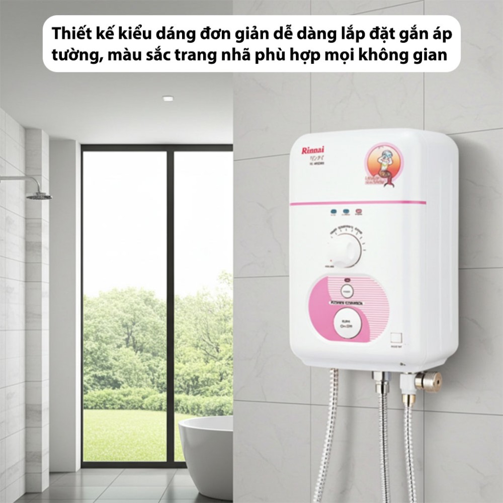 Máy nước nóng trực tiếp Rinnai RE-450WH thiết kế đơn giản, dễ lắp đặt