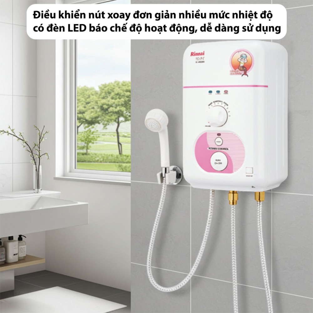 Máy nước nóng trực tiếp Rinnai RE-450WH điều khiển đơn giản, dễ sử dụng