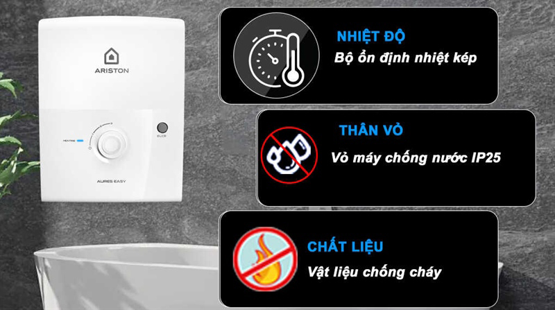 Máy nước nóng trực tiếp Ariston Aures Easy 4.5P - Hàng chính hãng