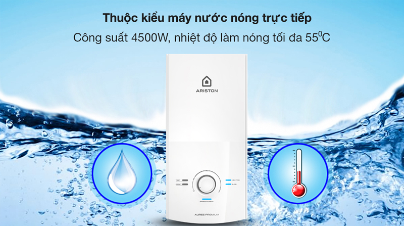Máy nước nóng trực tiếp Ariston AURES PREMIUM 4.5 - Hàng chính hãng