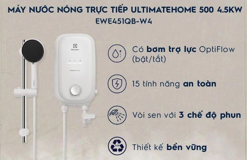 Máy nước nóng trực tiếp Electrolux EWE451QB-W4 - Hàng chính hãng