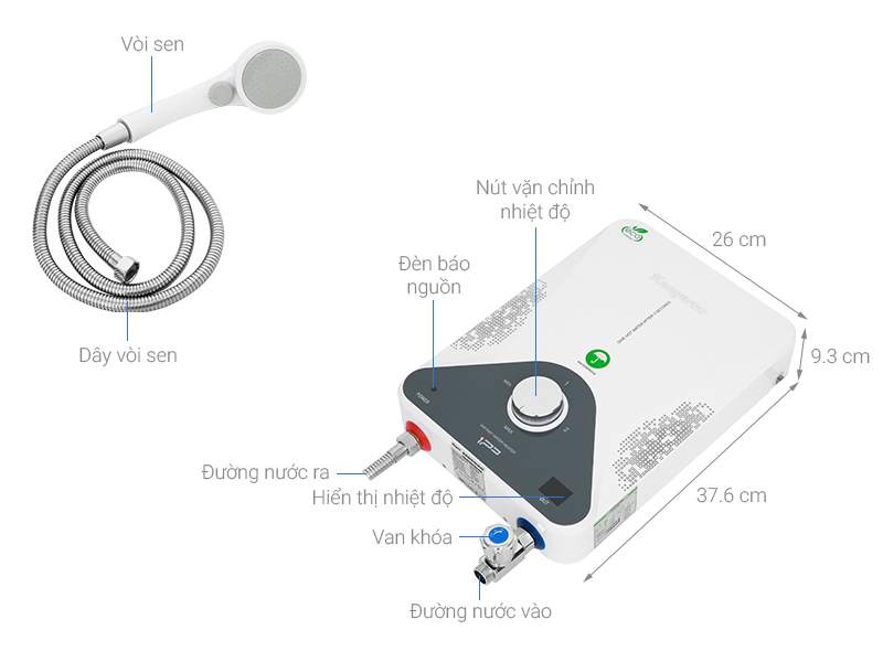 Máy nước nóng trực tiếp Kangaroo KG588WP - Hàng chính hãng