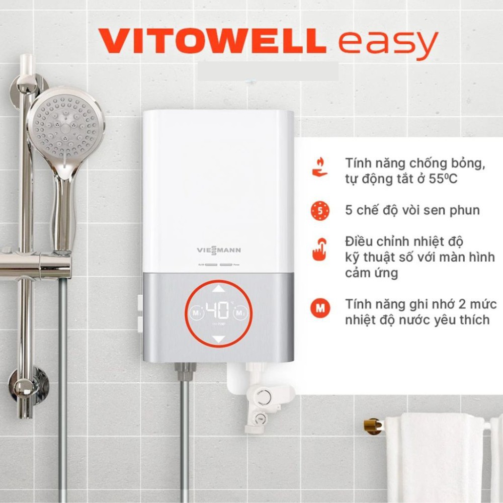 Máy nước nóng trực tiếp Viessmann Vitowell Easy D1 45P-V ( Có bơm) - Hàng chính hãng