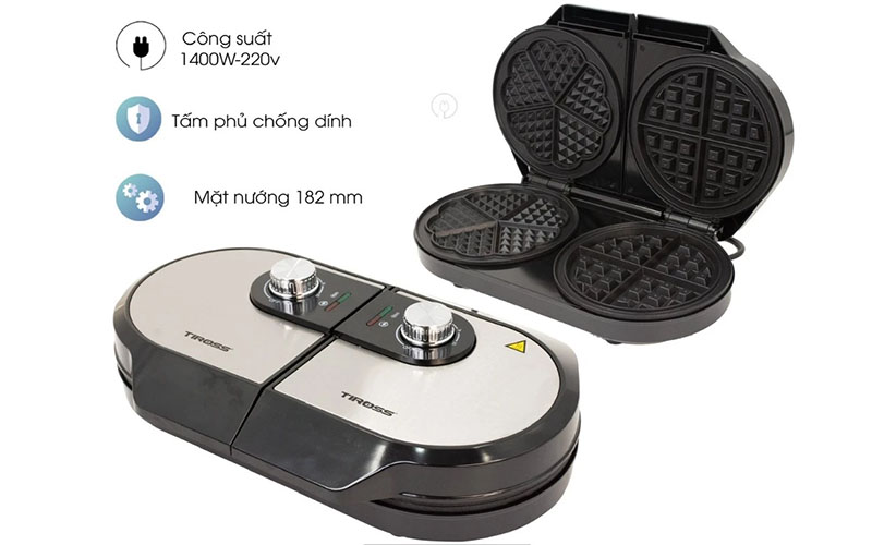 Máy nướng bánh đôi Waffe Tiross TS9671 - Hàng chính hãng