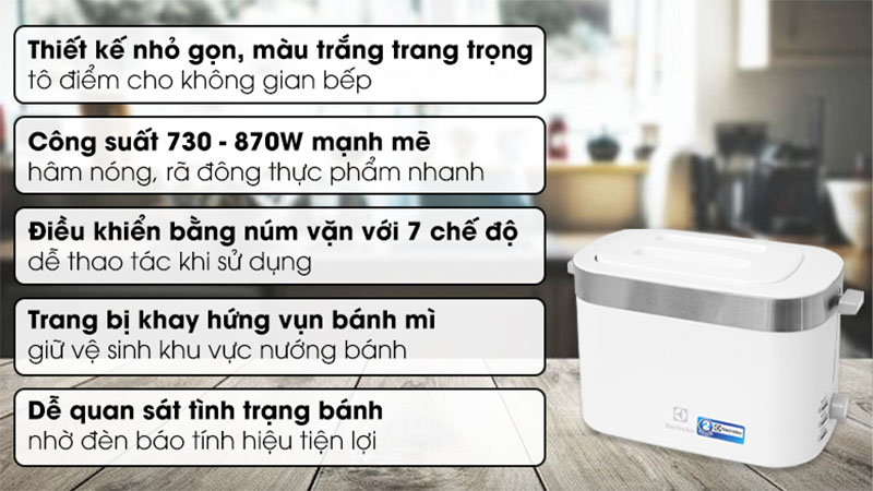 Máy nướng bánh mì Electrolux E2TS1-100W - Hàng chính hãng