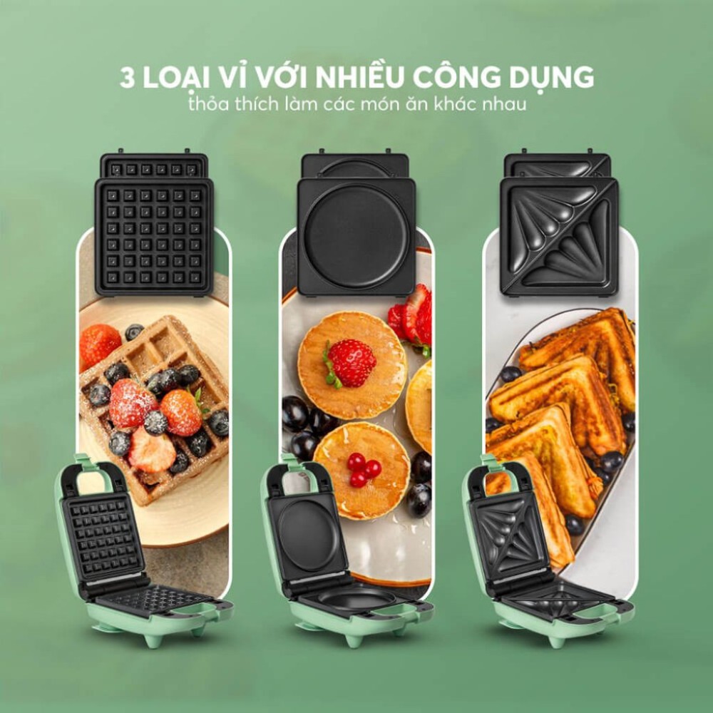 Máy nướng kẹp bánh mỳ 3 trong 1 Elmich SME-8578 - Hàng chính hãng