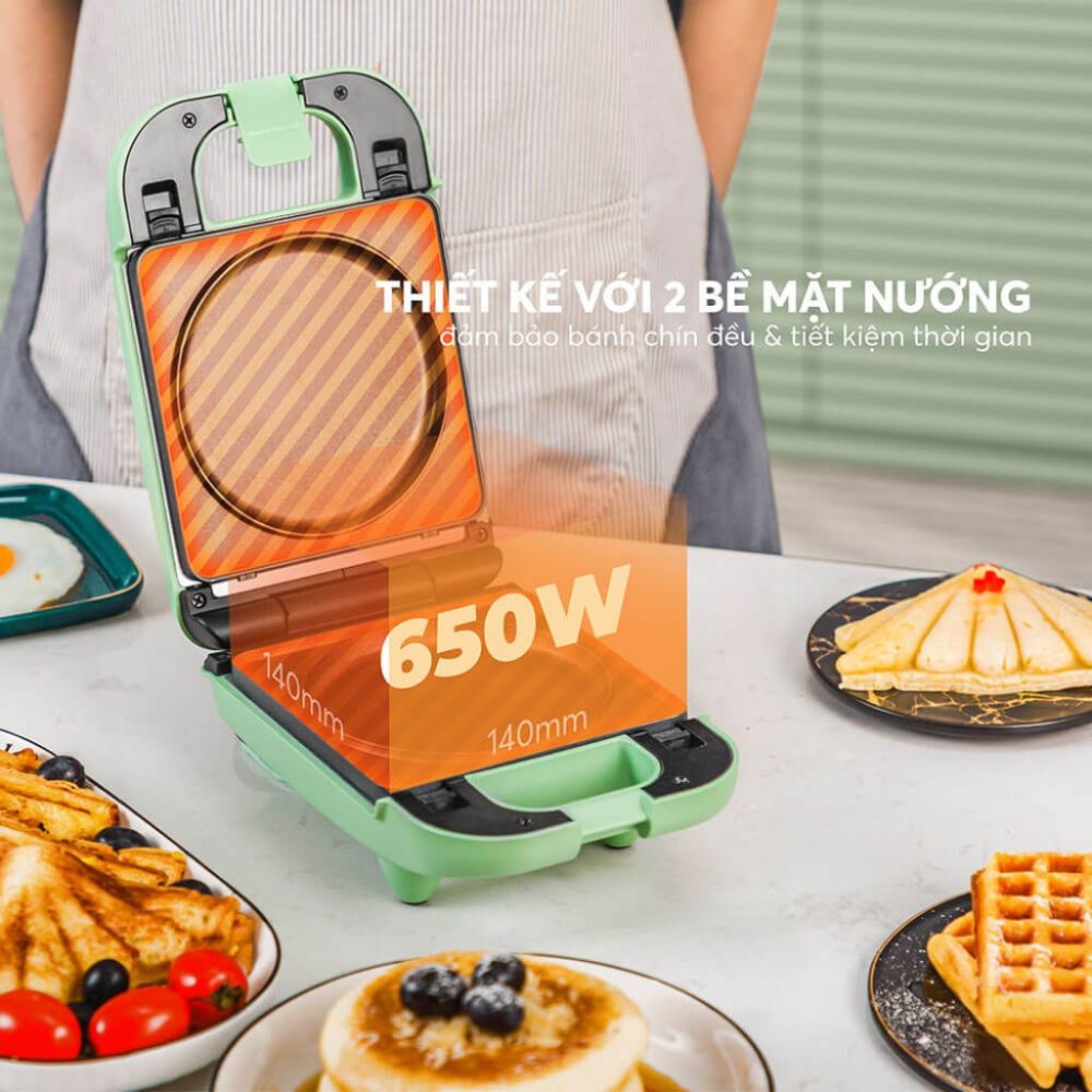 Máy nướng kẹp bánh mỳ 3 trong 1 Elmich SME-8578 - Hàng chính hãng