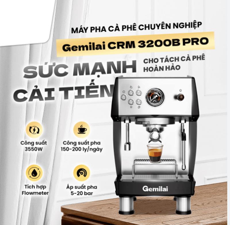 Máy pha cà phê Gemilai CRM 3200B PRO - Hàng chính hãng