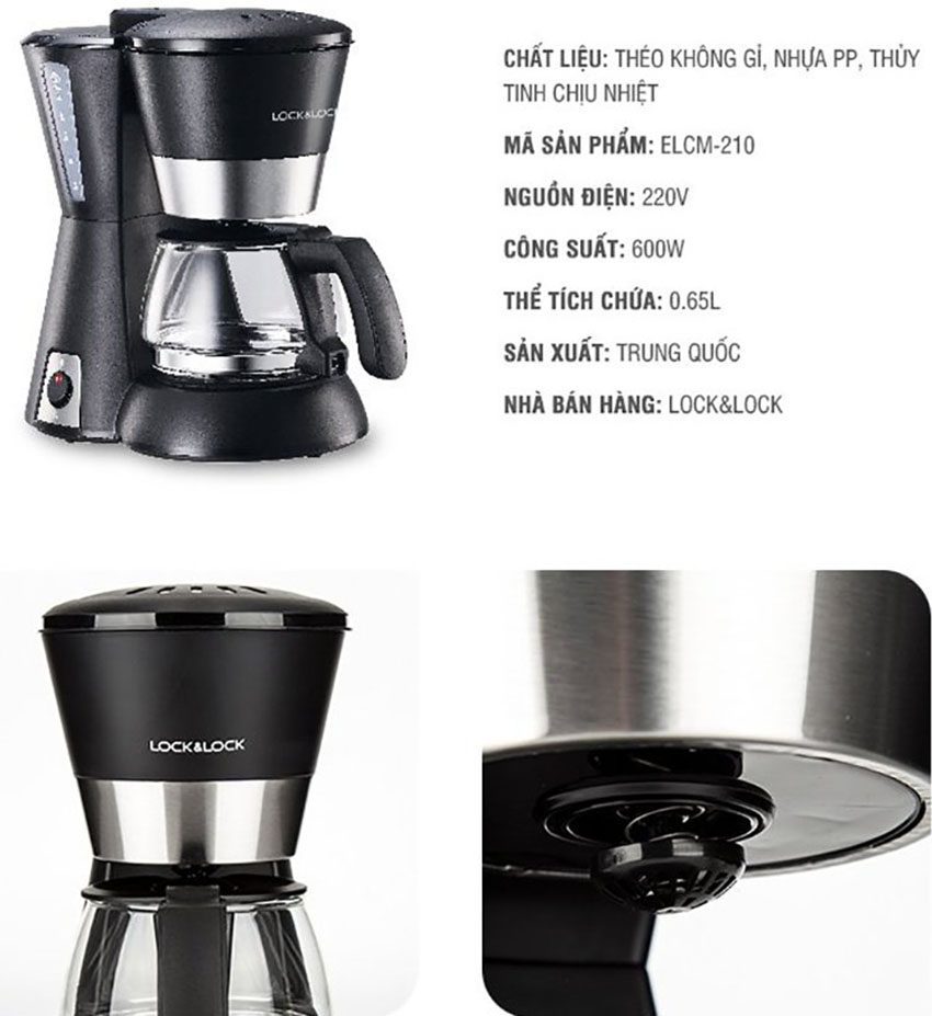 Máy pha cà phê Lock&Lock ELCM 210 - Hàng chính hãng