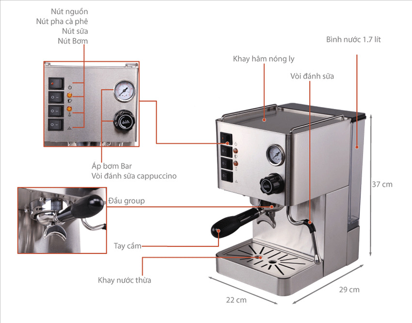 Máy pha cà phê chuyên nghiệp DeLonghi Faco F700.A - Hàng chính hãng