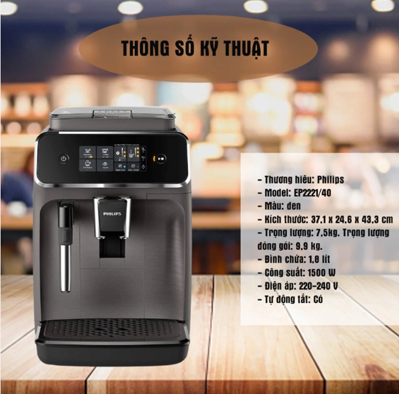 Máy pha cafe tự động Philips EP2221/40 - Hàng chính hãng