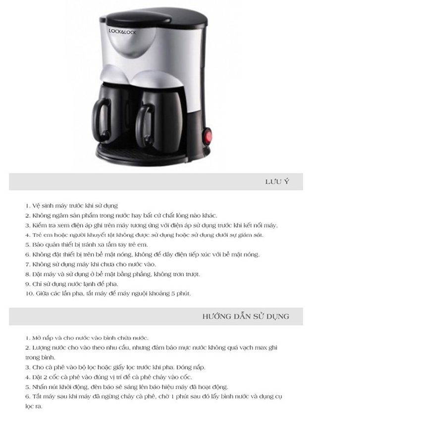 Máy pha cafe Lock&Lock ELCM-201 - Hàng chính hãng