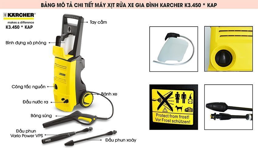 Máy phun áp lực cao Karcher K 3.450 *KAP - Hàng chính hãng