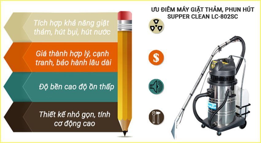 Máy phun hút giặt thảm Supper Clean LC-802SC - Hàng chính hãng