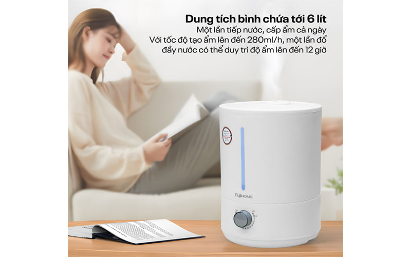 Dung tích bình nước của Máy phun sương tạo ẩm, xông tinh dầu Fujihome HM06M