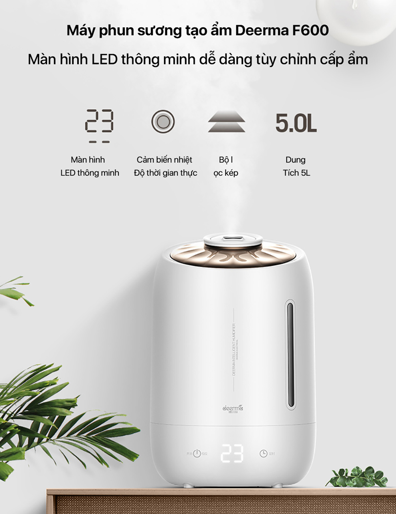 Máy phun sương tạo ẩm không khí Deerma F600 - Hàng chính hãng