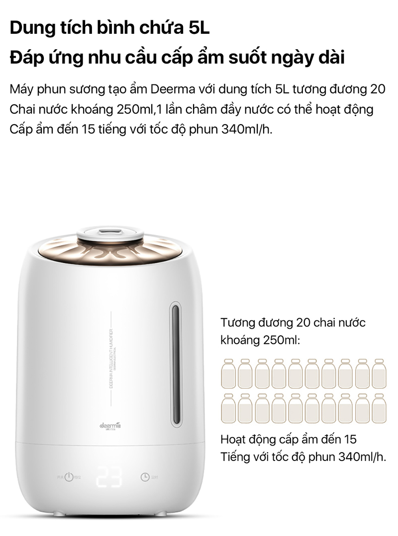 Máy phun sương tạo ẩm không khí Deerma F600 - Hàng chính hãng
