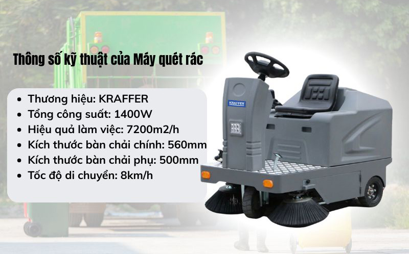 Máy quét rác ngồi lái Kraffer KF260 - Hàng chính hãng