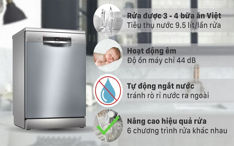 Máy rửa chén Bosch SMS4HCI48E - Hàng chính hãng