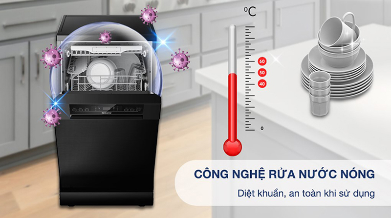 Công nghệ rửa nước nóng loại bỏ dầu mỡ, hạn chế vi khuẩn bám dính trên chén bát
