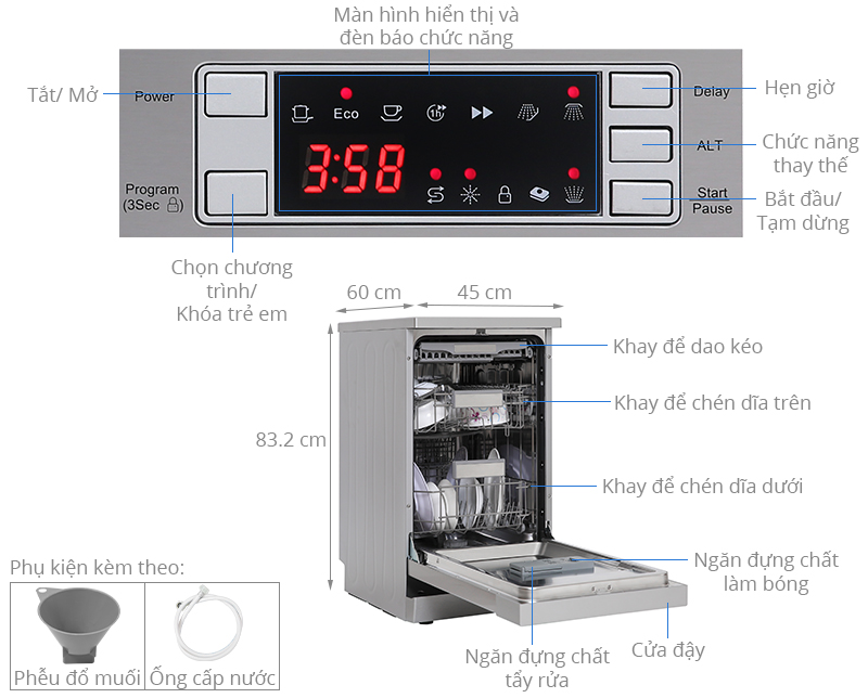 Máy rửa bát độc lập Galanz W45A3A401S-0E1(SS) - Hàng chính hãng