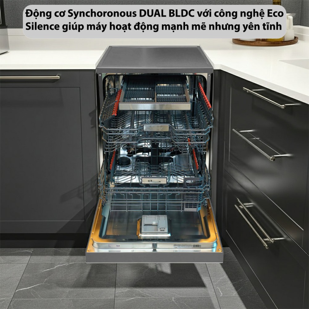 Máy rửa bát GrandX SMS8GX89G động cơ bền bỉ, hoạt động êm
