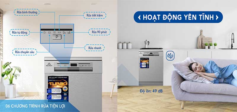 Máy rửa bát Hòa Phát HD-F1306DBS.TM - Hàng chính hãng