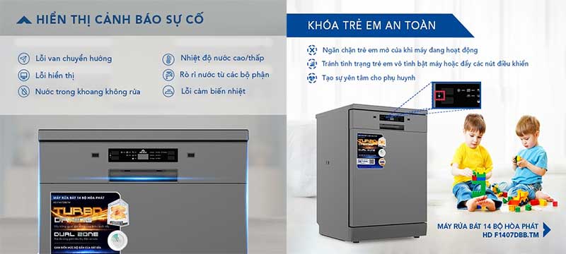 Máy rửa bát Hòa Phát HD-F1407DBB.TM - Hàng chính hãng