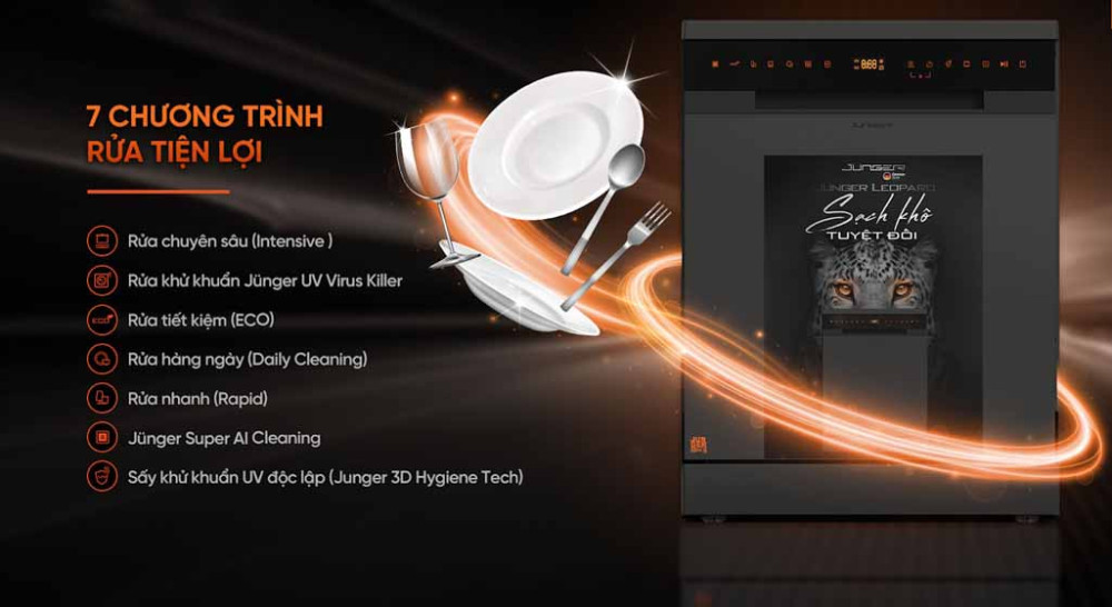 Máy rửa bát Junger Leopard DWJ-183-VG - Hàng chính hãng