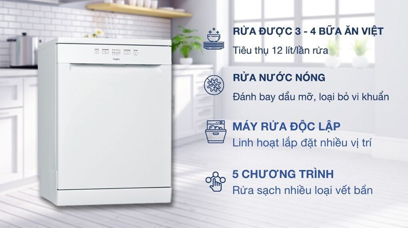 Máy rửa chén độc lập Whirlpool WFE2B19 - Hàng chính hãng