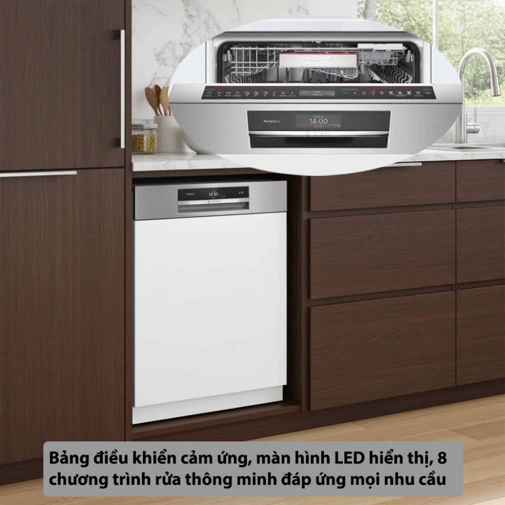 Máy rửa bát bán âm Bosch SMI8ZDS81T Serie 8 - Hàng chính hãng