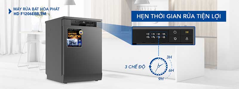 Máy rửa bát bán âm Hòa Phát HD-F1206EBB.TM - Hàng chính hãng