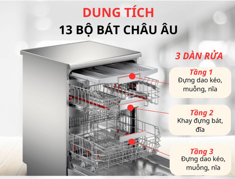 Có sức chưa 13 bộ đồ ăn châu Âu kèm theo chương trình sấy bát đĩa hiện đại 