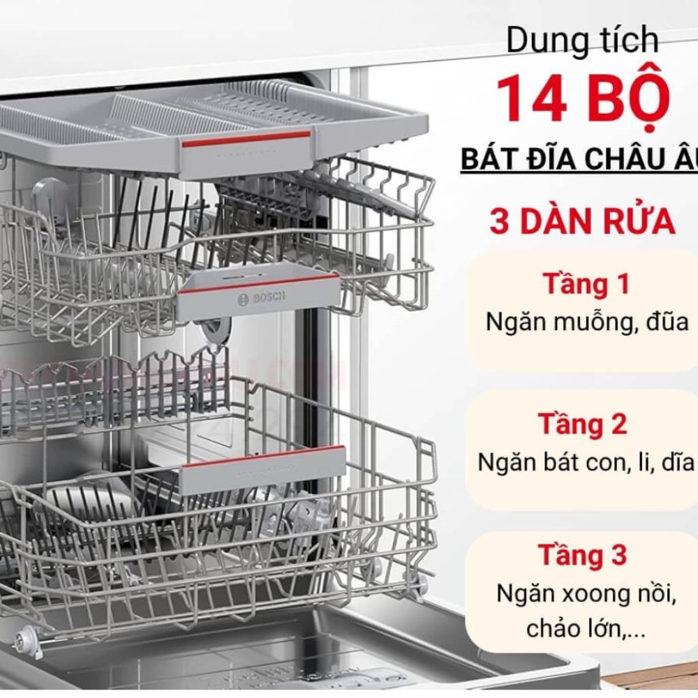 Máy rửa bát âm tủ Bosch SMV6ZCX10E  - Hàng chính hãng