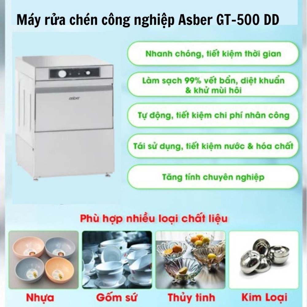 Máy rửa chén công nghiệp Asber GT-500 DD - Hàng chính hãng