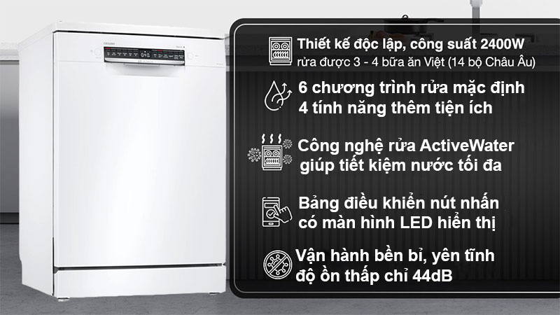 Máy rửa bát Bosch SMS4HBW00D - Hàng chính hãng