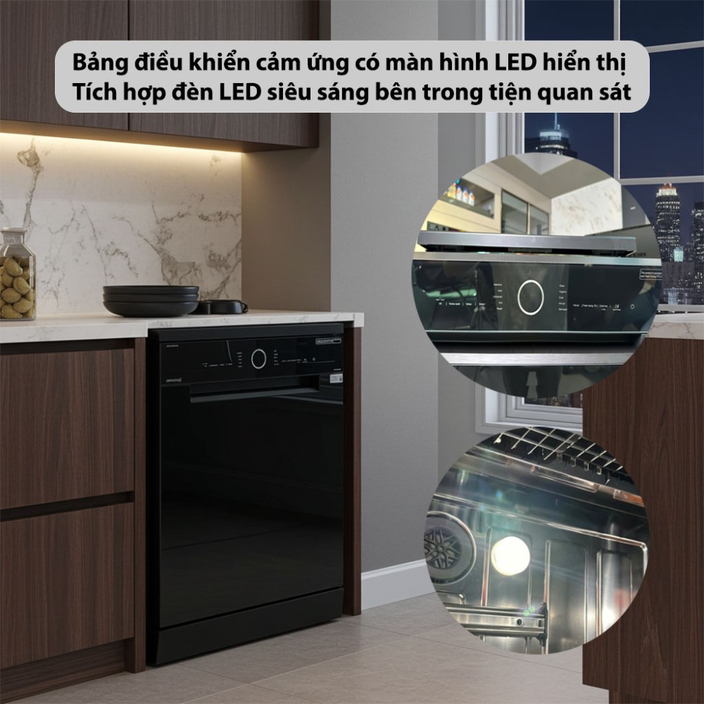 Máy rửa bát độc lập GrandX SMS8GX89B thiết kế bảng điều khiển hiện đại, dễ sử dụng