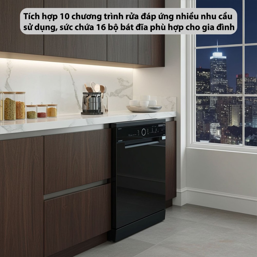 Máy rửa bát độc lập GrandX SMS8GX89B 10 chương trình rửa đáp ứng nhu cầu