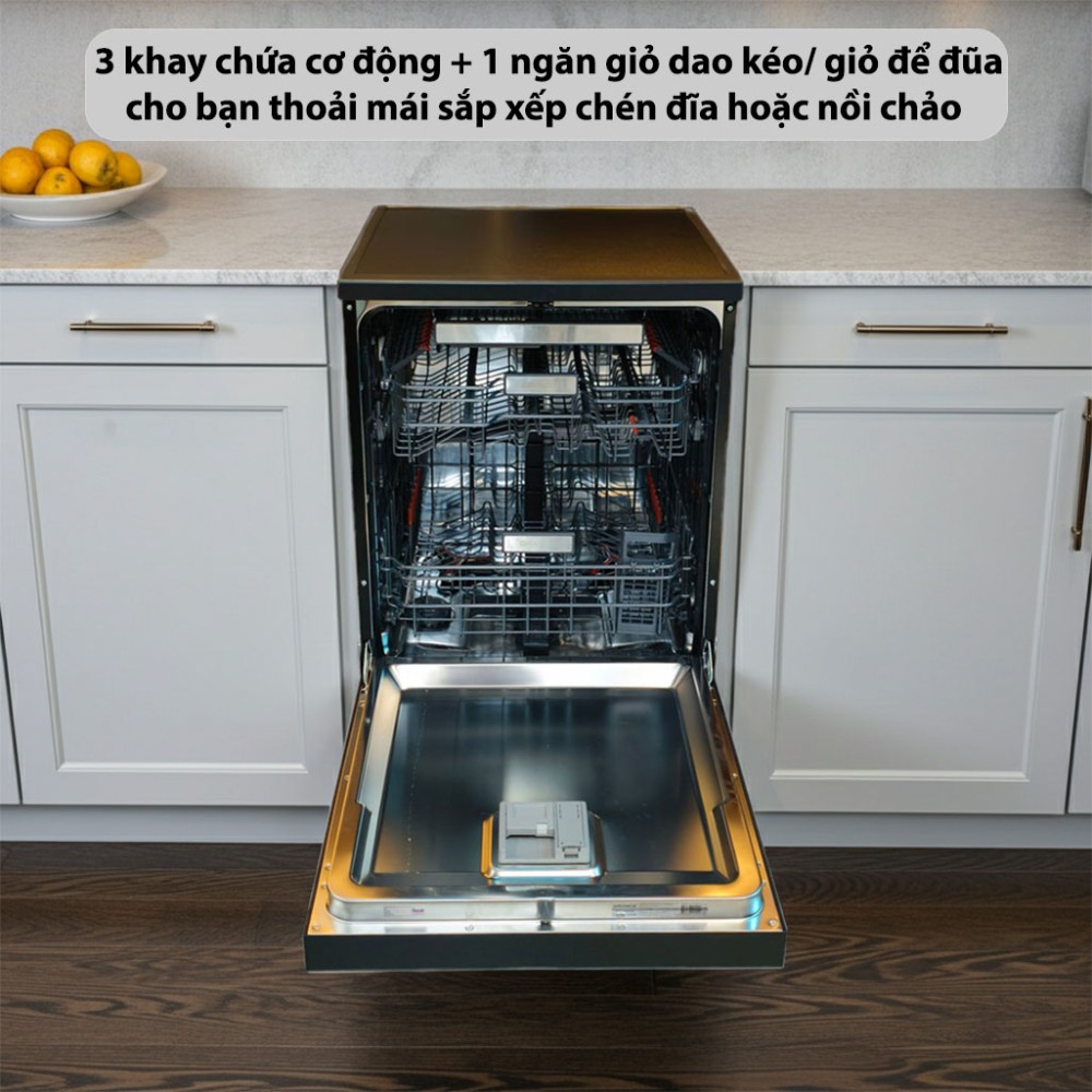 Máy rửa bát độc lập GrandX SMS8GX89B hệ thống giàn rửa linh hoạt