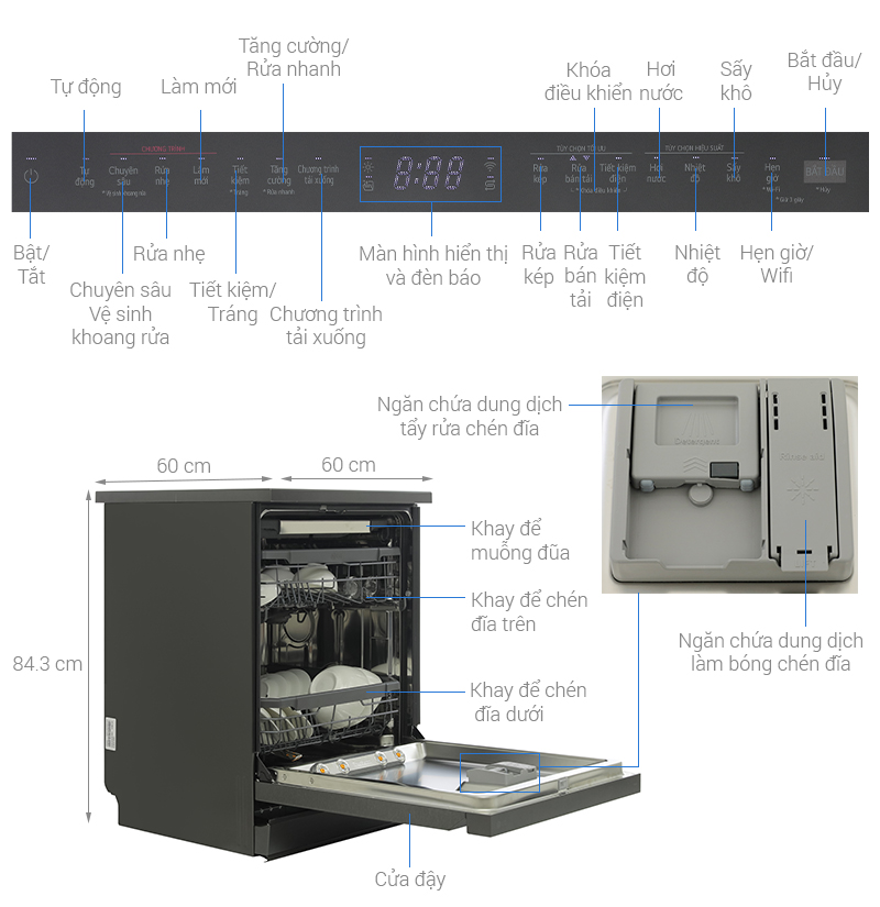 Máy rửa chén độc lập LG LDT14BLA4 - Hàng chính hãng