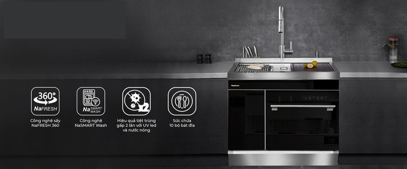 Máy rửa bát tích hợp bồn rửa Nagakawa NK10D10M - Hàng chính hãng