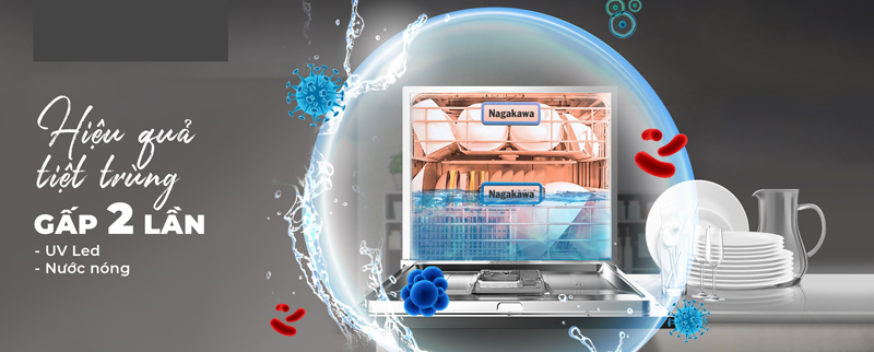 Máy rửa bát tích hợp bồn rửa Nagakawa NK10D10M - Hàng chính hãng