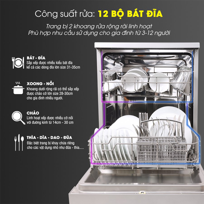 Máy rửa bát Kocher KDEU-8818 - Hàng chính hãng