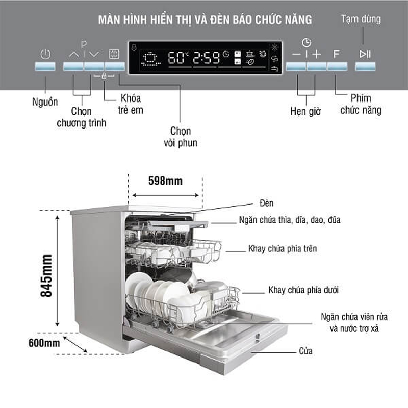 Máy rửa bát Kocher KDEU-8835 - Hàng chính hãng