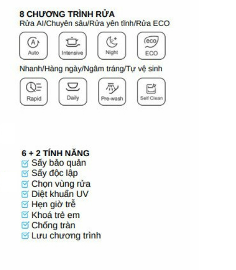 Máy rửa bát Richborn RDG6080SQG - Hàng chính hãng