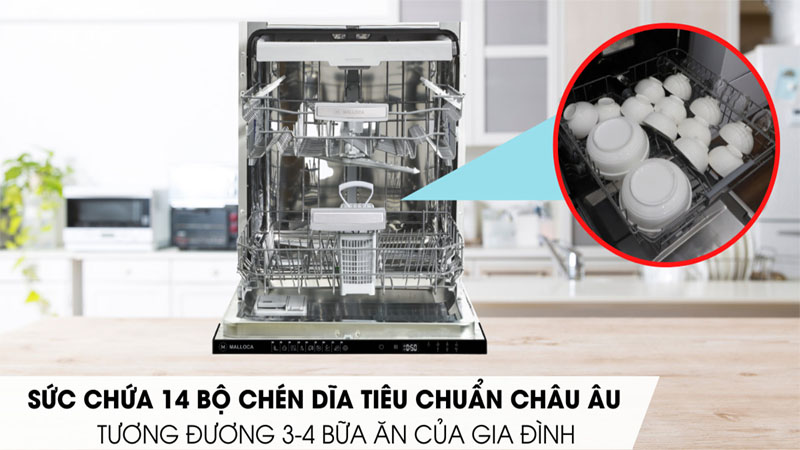 Máy rửa chén âm tủ Malloca MDW14-B09FI - Hàng chính hãng