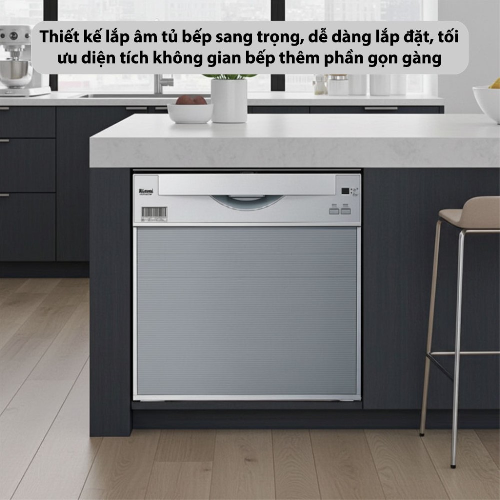 Máy rửa chén âm tủ Rinnai RKW-457-SV(GEN) thiết kế hiện đại, dễ dàng lắp đặt