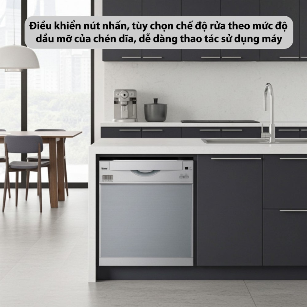 Máy rửa chén âm tủ Rinnai RKW-457-SV(GEN) điều khiển đơn giản dễ sử dụng máy
