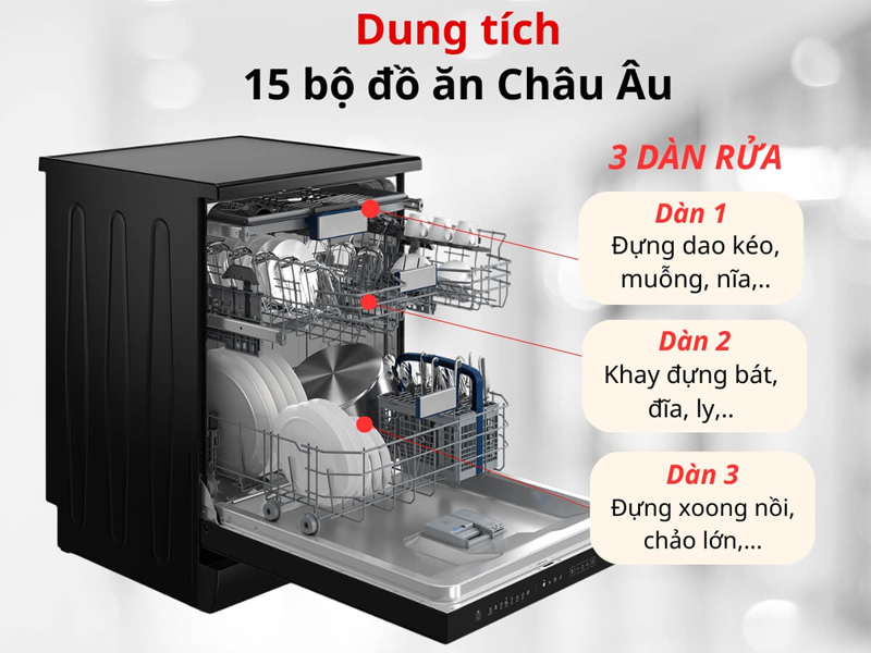 Máy rửa chén độc lập Hitachi HDF-F158CVGB - Hàng chính hãng