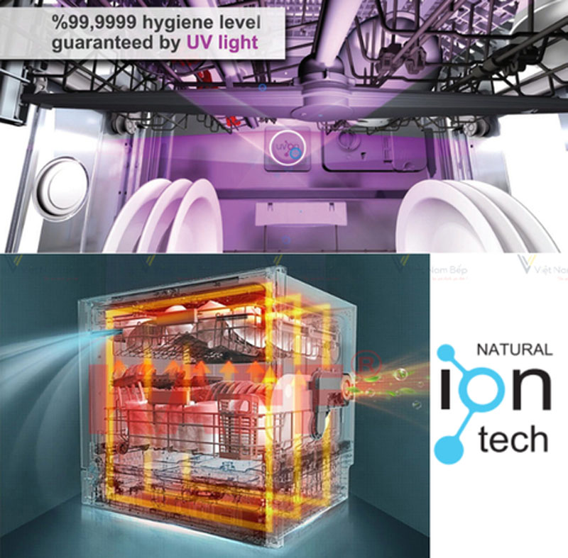 Chức năng khử khuẩn lên đến 72 độ giúp diệt khuẩn lên đến 99,99% 